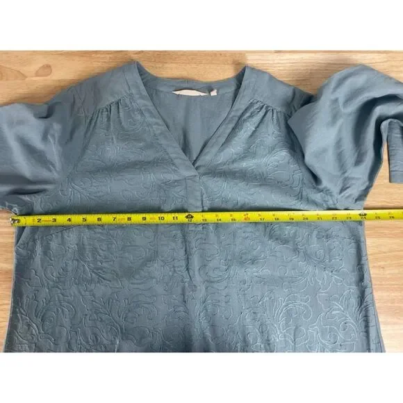 Soft Surroundings Women's Plus Size 1X Blue Tunic Top Embroidered Linen Blend - Picture 5 of 6